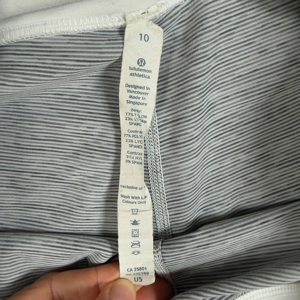 Lululemon Run Inspire Crop II Leggings White Black Stripe Womens 10 - Picture 5 of 7